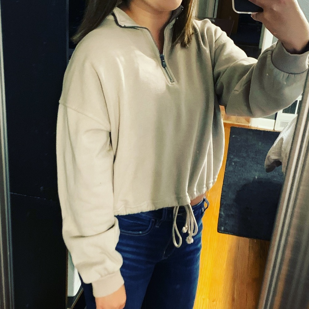 Cropped tan hoodie
